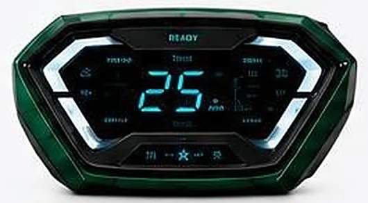 goEEVA digital LCD instrument cluster showing speed